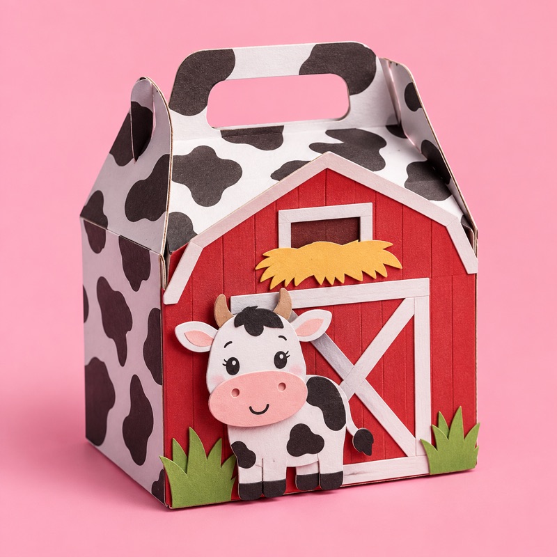 kit de aniversário infantil com topo e caixinhas de fazendinha